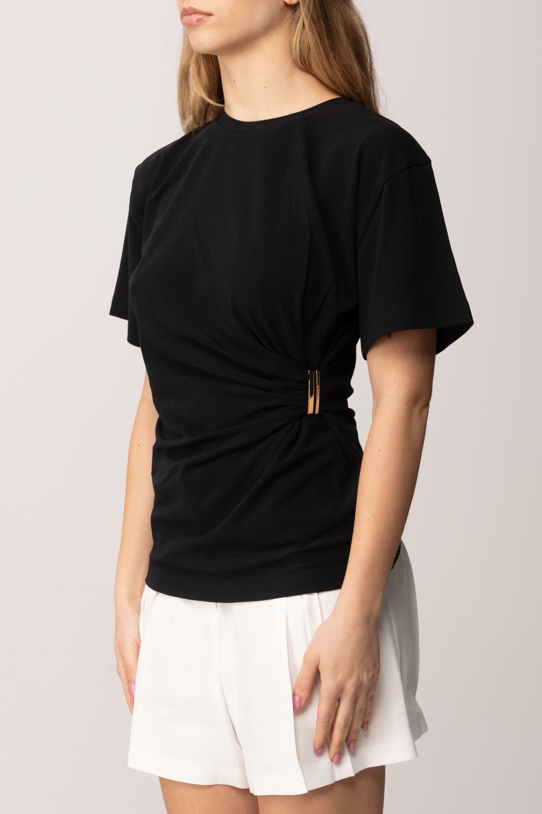 Pinko T-shirt con Drappeggio Laterale 106455 A35D Z99