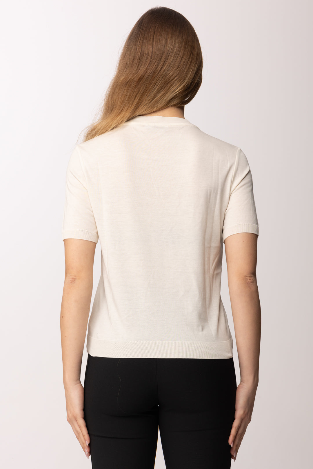 Patrizia Pepe T-shirt con Lettering Logo Ricamato 2M4542 J419 PEARL IVORY