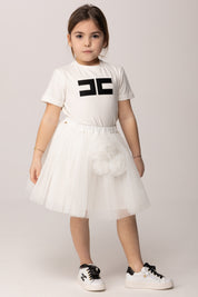 Elisabetta Franchi Bambina T-shirt con Logo Cc a Contrasto EGTS1100JE006.0185