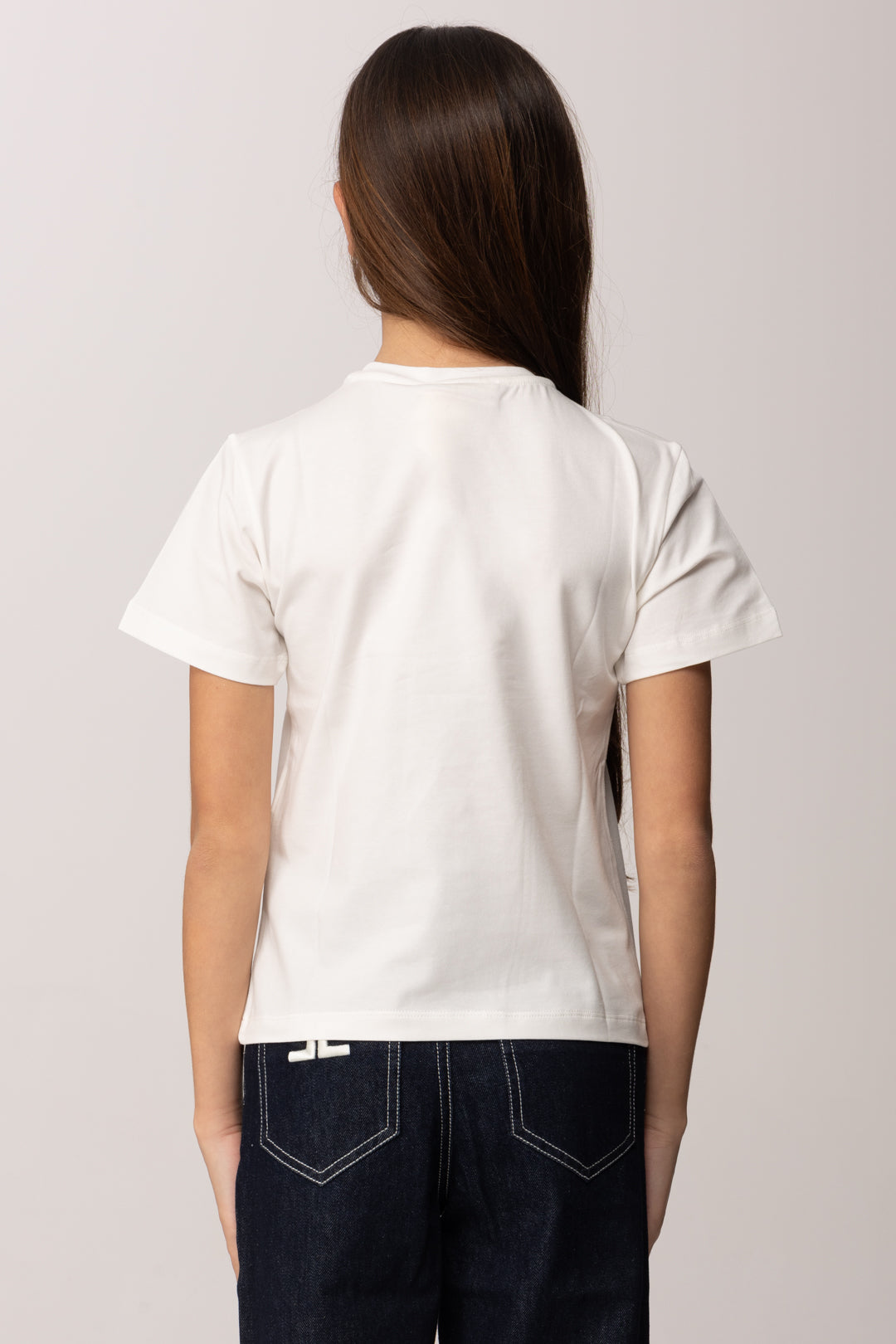 Elisabetta Franchi Bambina T-shirt con Logo Cc In Strass EFTS2590JE006.0115