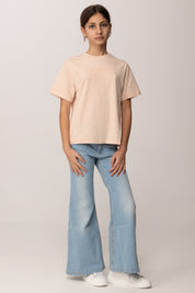 Elisabetta Franchi Bambina T-shirt con Logo Ef Tono Su Tono Embossed EFTS2560JE006.C036