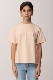 Elisabetta Franchi Bambina T-shirt con Logo Ef Tono Su Tono Embossed EFTS2560JE006.C036