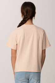 Elisabetta Franchi Bambina T-shirt con Logo Ef Tono Su Tono Embossed EFTS2560JE006.C036