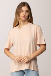 Elisabetta Franchi Bambina T-shirt con Logo Ef Tono Su Tono Embossed EFTS2560JE006.C036