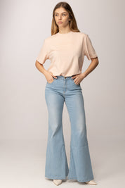 Elisabetta Franchi Bambina T-shirt con Logo Ef Tono Su Tono Embossed EFTS2560JE006.C036