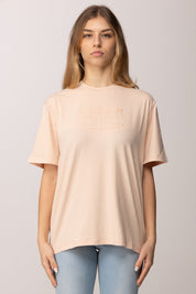Elisabetta Franchi Bambina T-shirt con Logo Ef Tono Su Tono Embossed EFTS2560JE006.C036