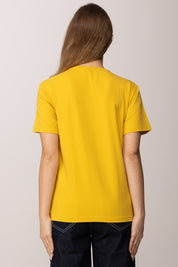 Elisabetta Franchi Bambina T-shirt con Logo Frontale Forato EFTS2610JE006.2115