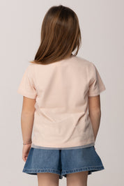 Elisabetta Franchi Bambina T-shirt con Logo Glitter e Fondo In Tulle EGTS1130JE006.C125