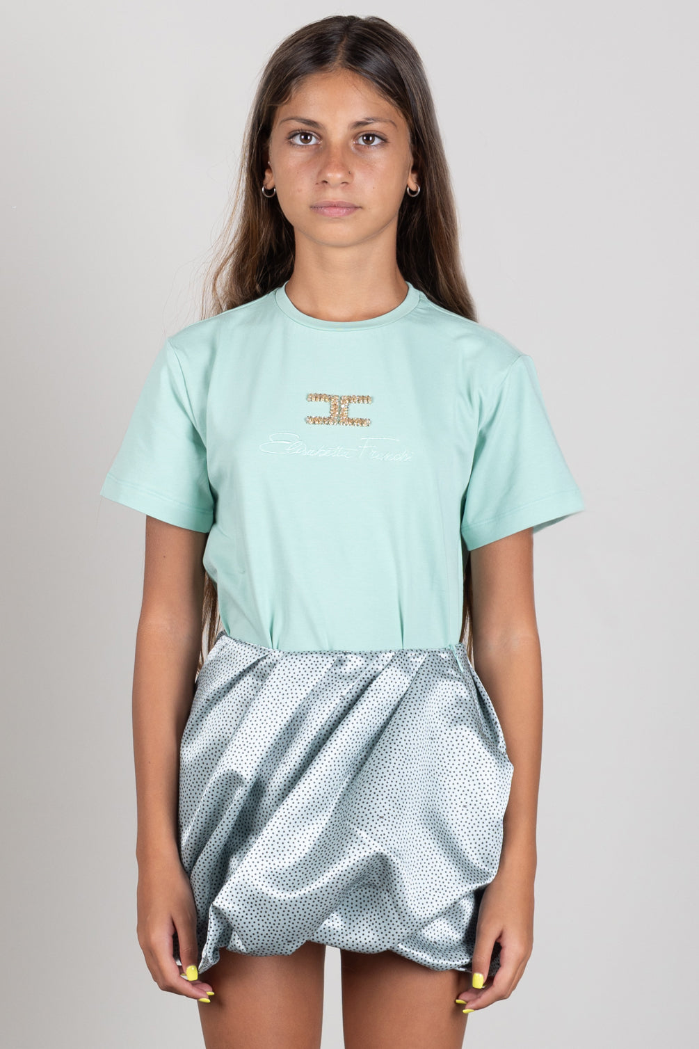 Elisabetta Franchi Bambina T-shirt con Logo In Strass EFTS271CJE018.1069