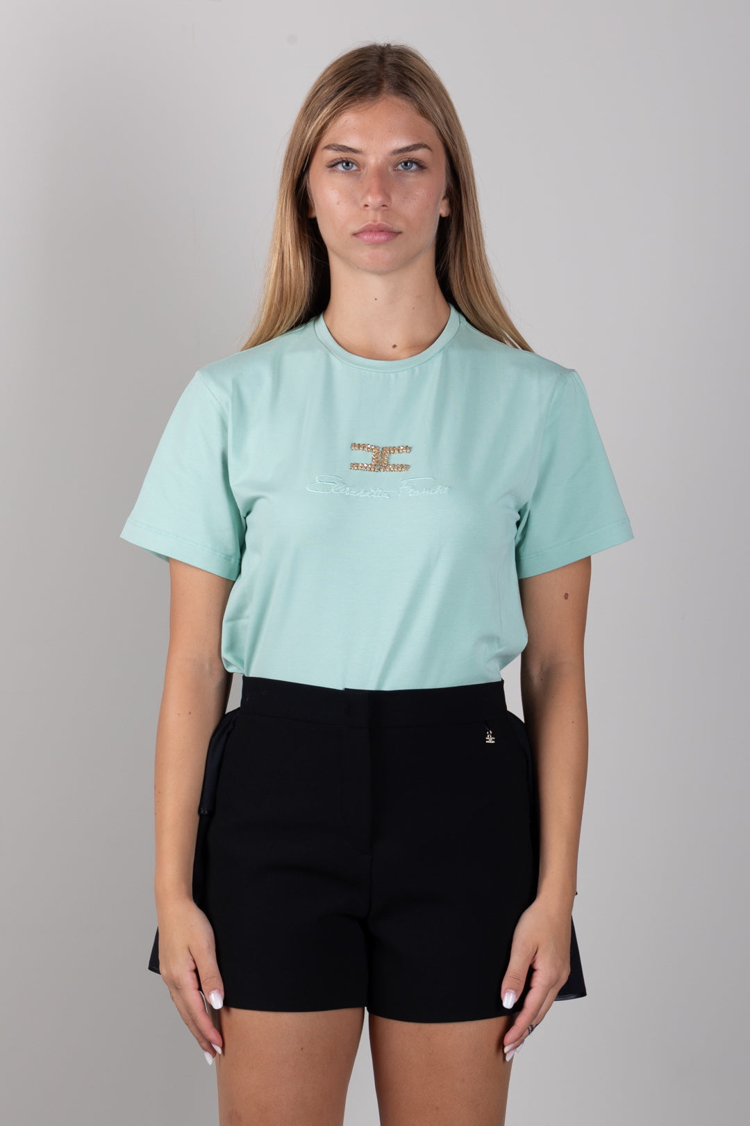 Elisabetta Franchi Bambina T-shirt con Logo In Strass EFTS271CJE018.1069