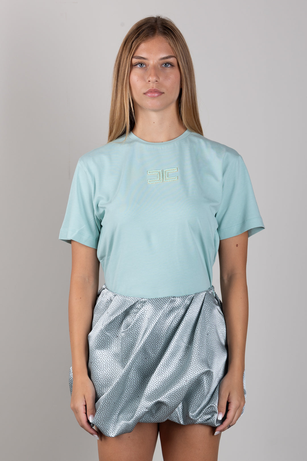 Elisabetta Franchi Bambina T-shirt  con Logo Ricamato a Contrasto EFTS268CJE018.1369