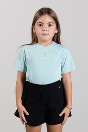 Elisabetta Franchi Bambina T-shirt  con Logo Ricamato a Contrasto EFTS268CJE018.1369