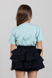 Elisabetta Franchi Bambina T-shirt  con Logo Ricamato a Contrasto EFTS268CJE018.1369