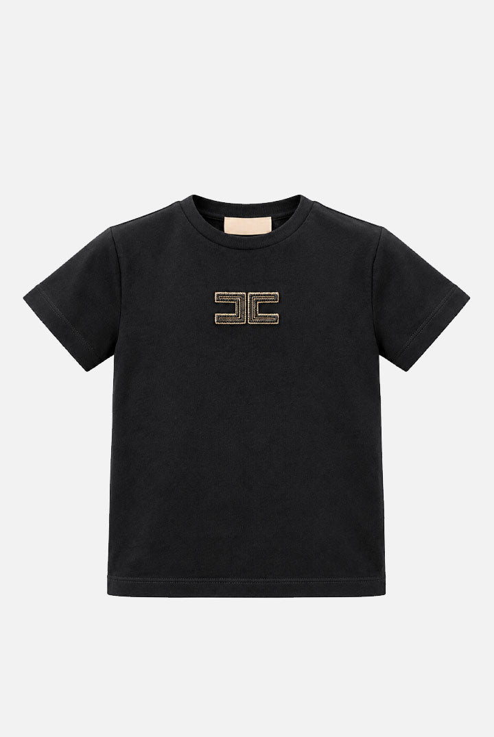 Elisabetta Franchi Bambina T-shirt con Logo Ricamato a Contrasto EFTS268CJE018.N105