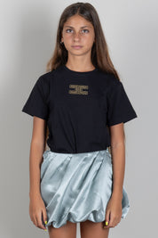 Elisabetta Franchi Bambina T-shirt con Logo Ricamato a Contrasto EFTS268CJE018.N105