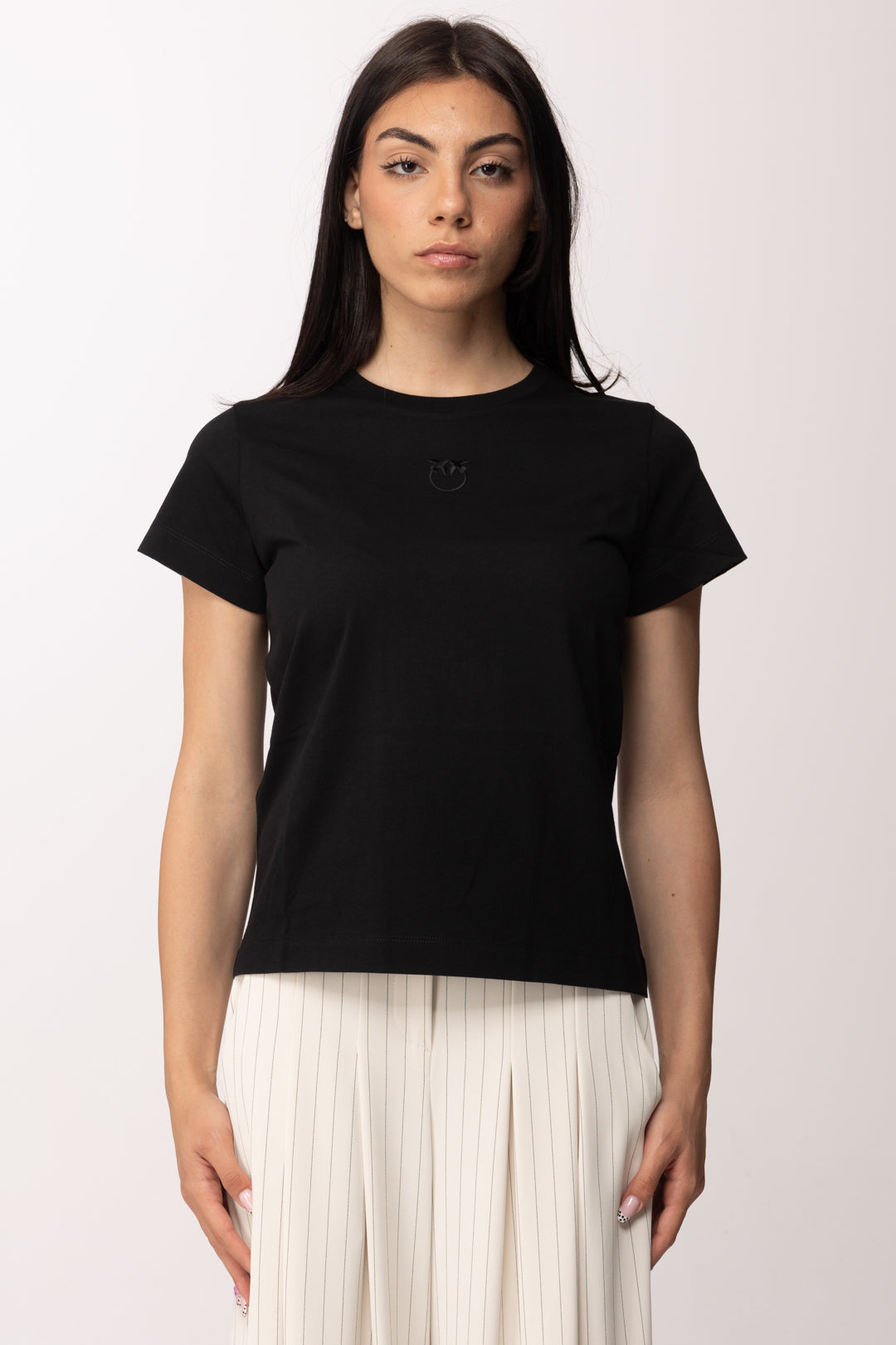 Pinko T-shirt con Logo Ricamato e Stampa Frontale 100355 A339 Z99