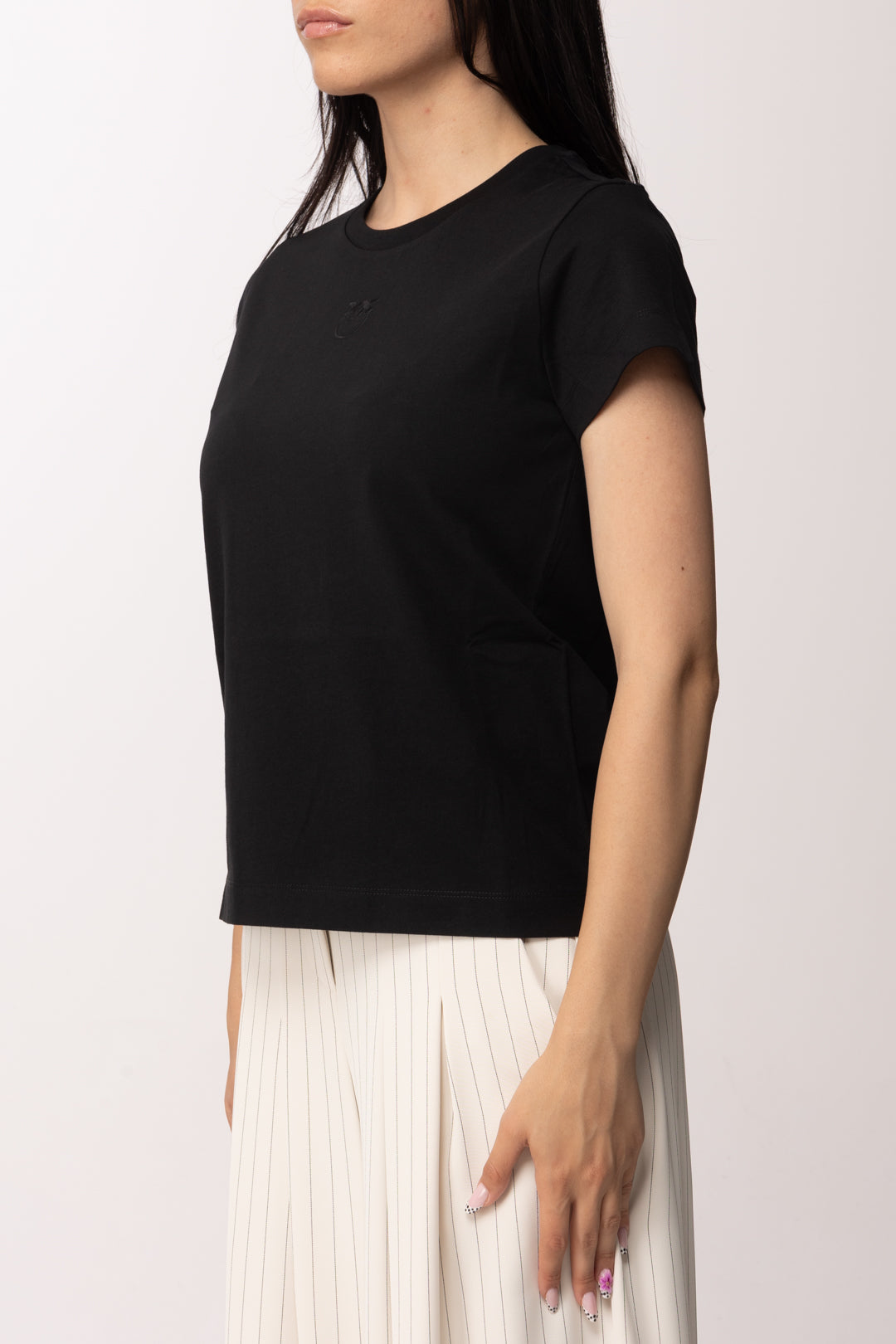 Pinko T-shirt con Logo Ricamato e Stampa Frontale 100355 A339 Z99