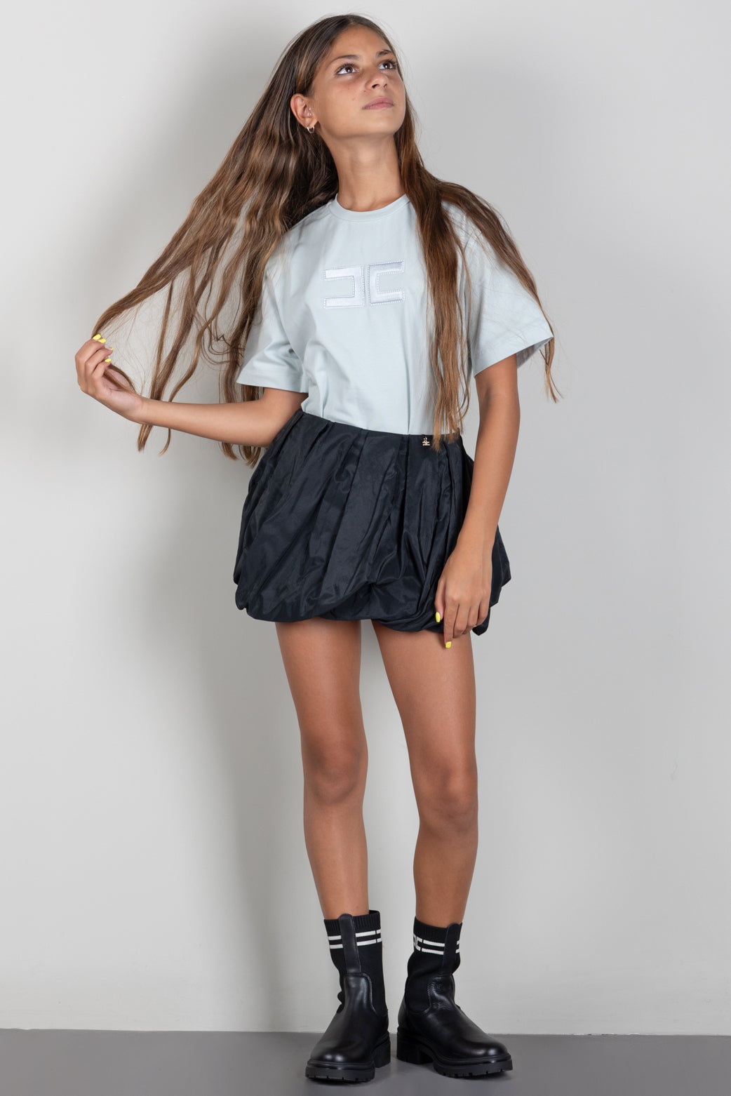 Elisabetta Franchi Bambina T-shirt con Logo Ricamato EFTS265CJE018.1069