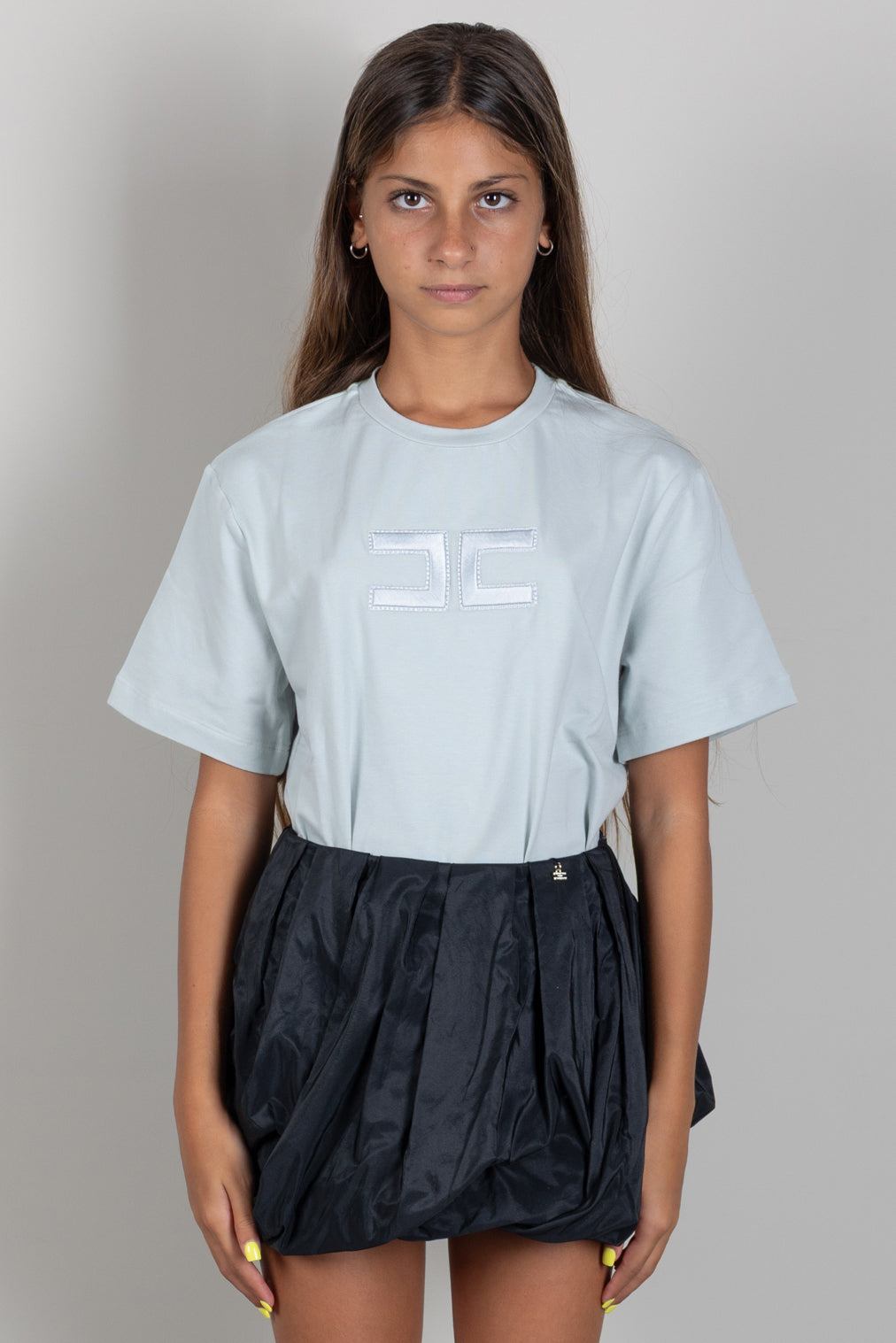 Elisabetta Franchi Bambina T-shirt con Logo Ricamato EFTS265CJE018.1069