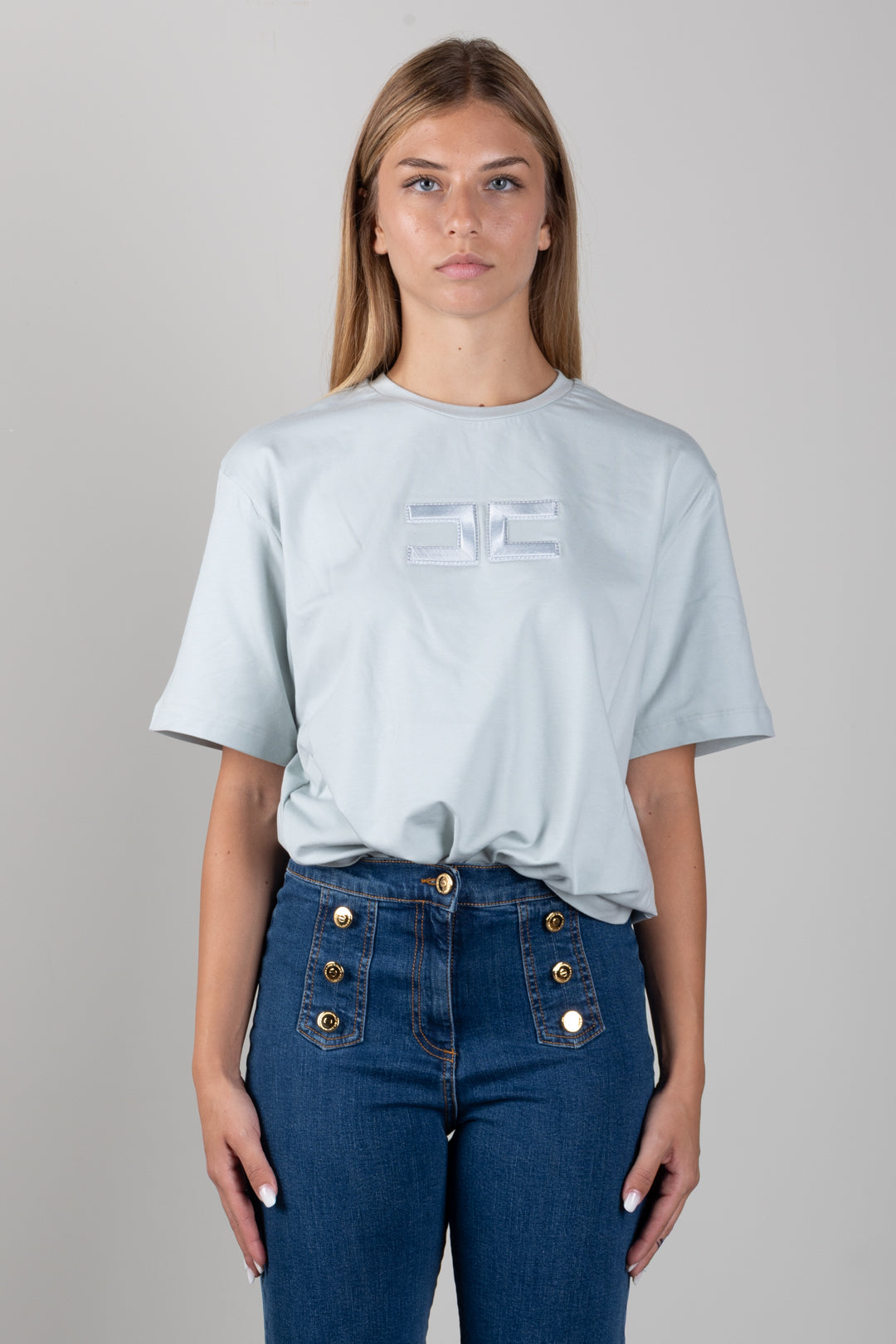 Elisabetta Franchi Bambina T-shirt con Logo Ricamato EFTS265CJE018.1069