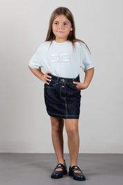 Elisabetta Franchi Bambina T-shirt con Logo Ricamato EFTS265CJE018.1069