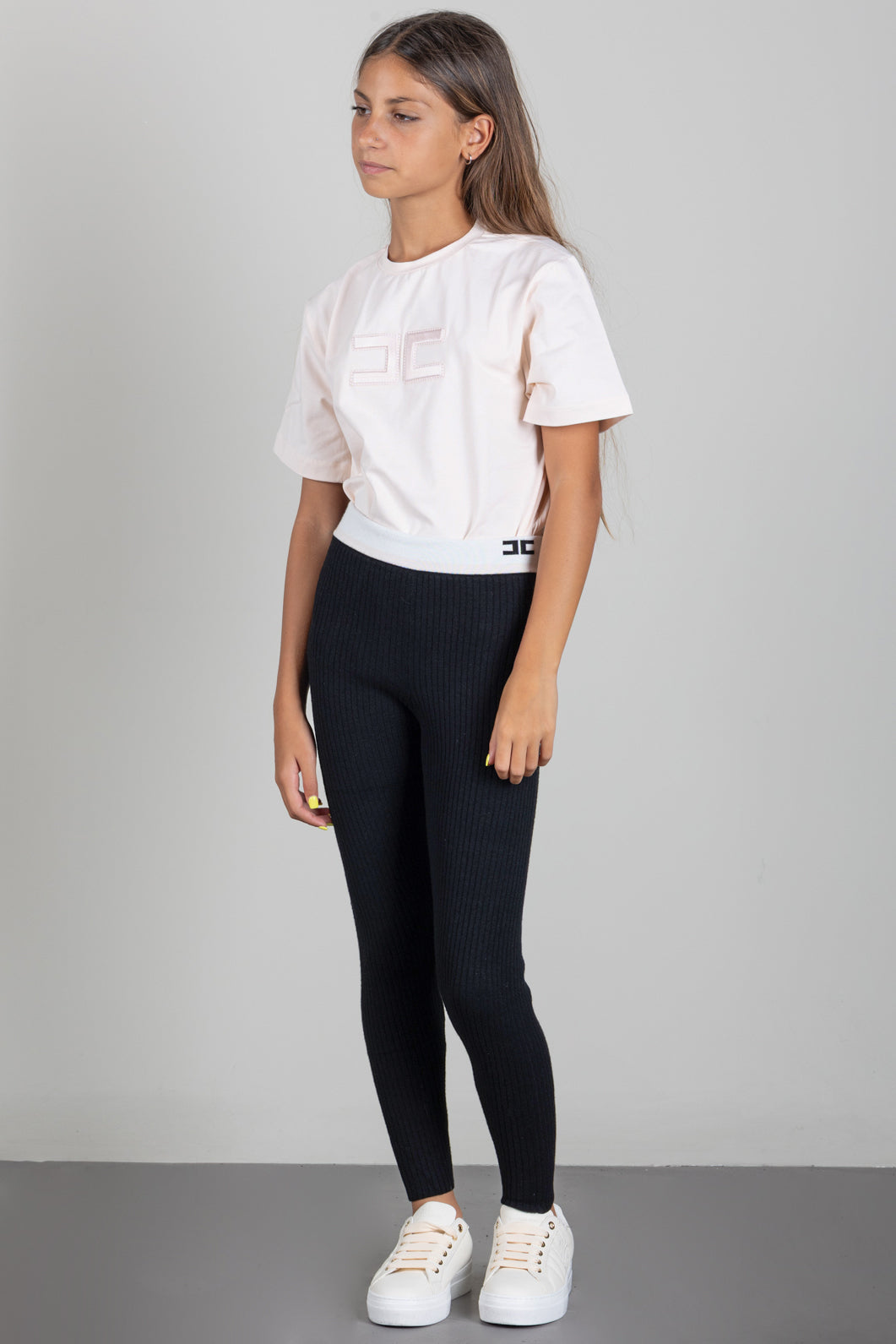 Elisabetta Franchi Bambina T-shirt con Logo Ricamato EFTS265CJE018.C063