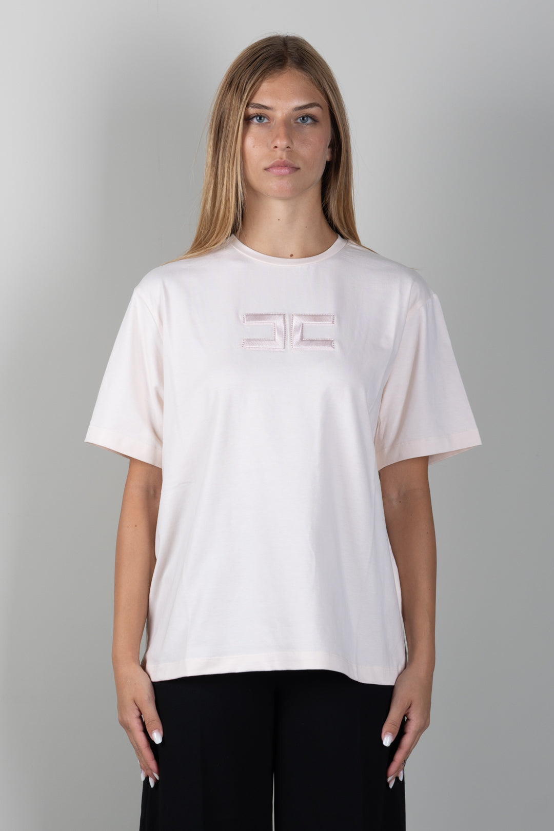 Elisabetta Franchi Bambina T-shirt con Logo Ricamato EFTS265CJE018.C063