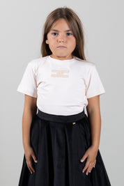 Elisabetta Franchi Bambina T-shirt con Logo Ricamato EFTS268CJE018.C463
