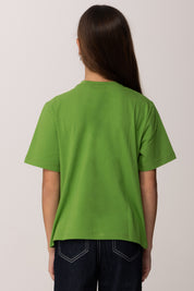 Elisabetta Franchi Bambina T-shirt con Logo Ricamato Frontale e Strass EFTS2570JE006.1135