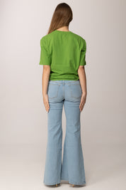 Elisabetta Franchi Bambina T-shirt con Logo Ricamato Frontale e Strass EFTS2570JE006.1135