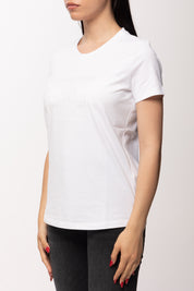 Elisabetta Franchi T-shirt con Logo Ricamato MA71G61E2 GESSO