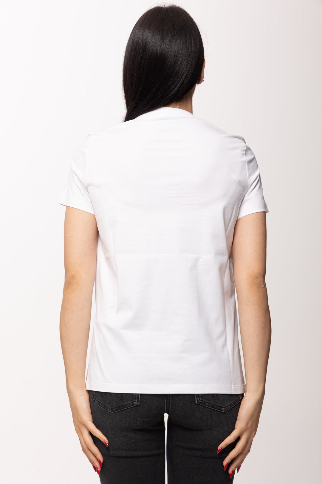 Elisabetta Franchi T-shirt con Logo Ricamato MA71G61E2 GESSO