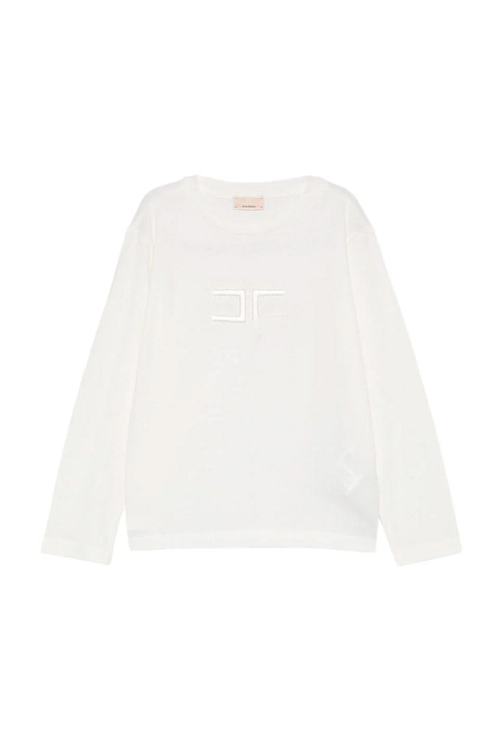 Elisabetta Franchi Bambina T-shirt con Logo Ricamato Tono Su Tono EGTS122CJE018.0004