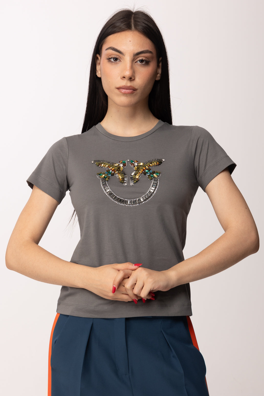Pinko T-shirt con Maxi Logo Love Birds In Castoni 100535 A33F K10