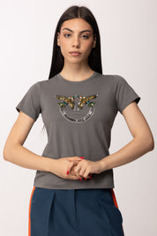 Pinko T-shirt con Maxi Logo Love Birds In Castoni 100535 A33F K10