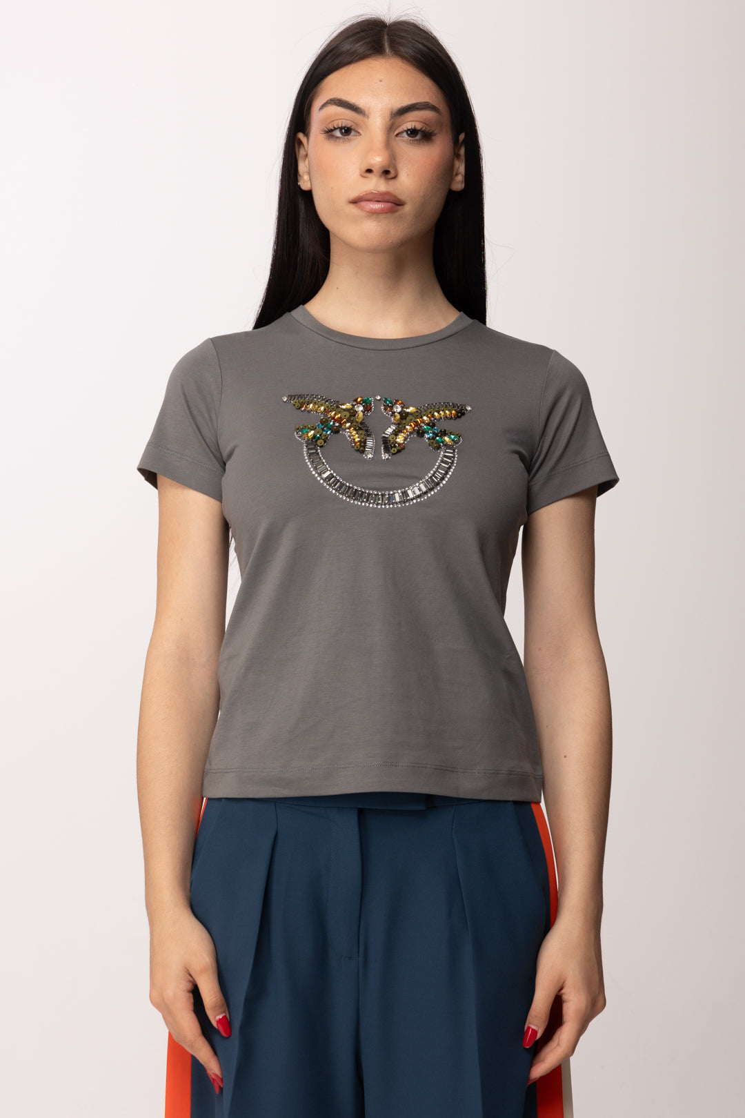 Pinko T-shirt con Maxi Logo Love Birds In Castoni 100535 A33F K10