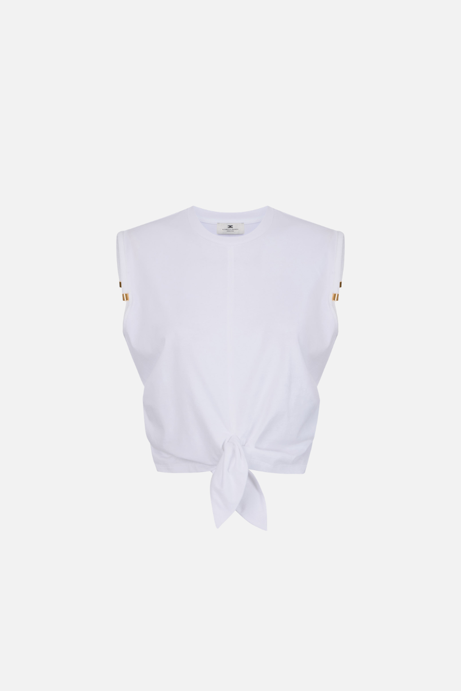 Elisabetta Franchi T-shirt  con Nodo e Dettaglio Sulle Spalle MA00766E2 GESSO