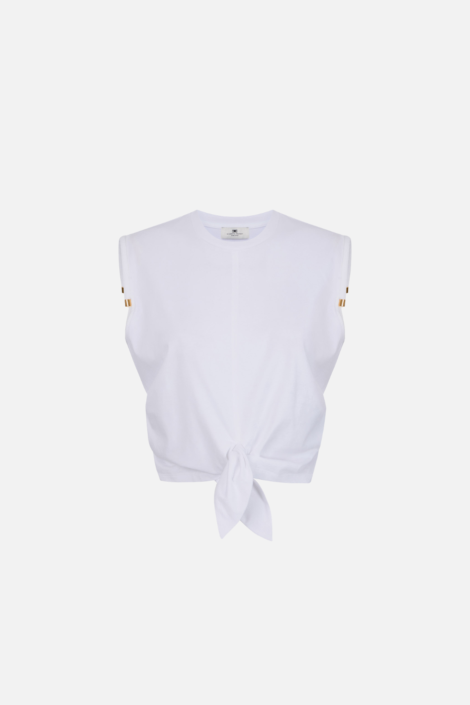 Elisabetta Franchi T-shirt  con Nodo e Dettaglio Sulle Spalle MA00766E2 GESSO