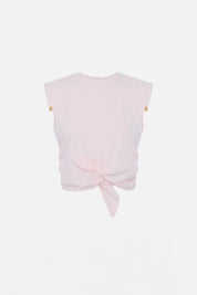 Elisabetta Franchi T-shirt  con Nodo e Dettaglio Sulle Spalle MA00766E2 MARSHMALLOW