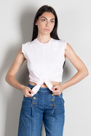 Elisabetta Franchi T-shirt  con Nodo e Dettaglio Sulle Spalle MA00766E2 MARSHMALLOW