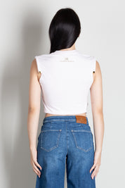 Elisabetta Franchi T-shirt  con Nodo e Dettaglio Sulle Spalle MA00766E2 MARSHMALLOW