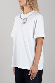 Elisabetta Franchi Bambina T-shirt con Ricamo Collana Gioiello e Logo EFTS264CJE018.0004