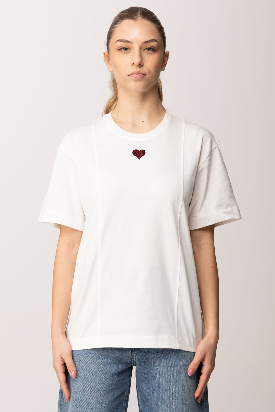Pinko T-shirt con Ricamo Cuore 105665 A326 Z05