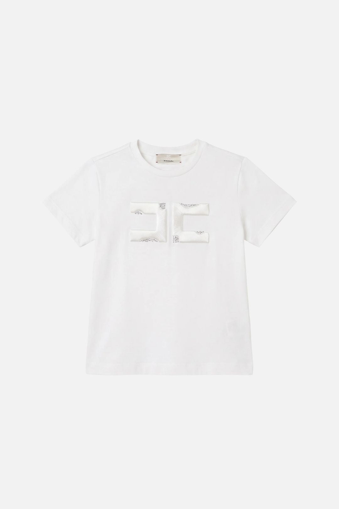 Elisabetta Franchi Bambina T-shirt con Ricamo Doppia C e Strass EFTS270CJE018.0004