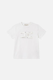 Elisabetta Franchi Bambina T-shirt con Ricamo Doppia C e Strass EFTS270CJE018.0004