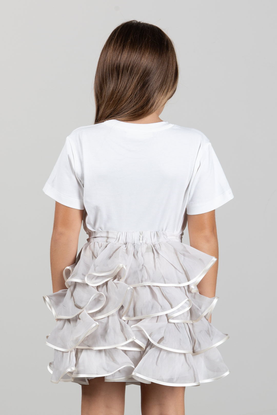 Elisabetta Franchi Bambina T-shirt con Ricamo Doppia C e Strass EFTS270CJE018.0004