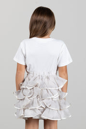 Elisabetta Franchi Bambina T-shirt con Ricamo Doppia C e Strass EFTS270CJE018.0004