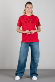 Elisabetta Franchi Bambina T-shirt con Ricamo Doppia C e Strass EFTS270CJE018.3028