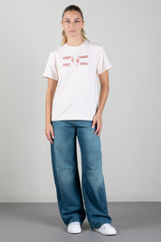 Elisabetta Franchi Bambina T-shirt con Ricamo Doppia C e Strass EFTS270CJE018.C063