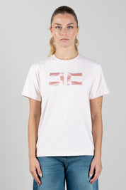 Elisabetta Franchi Bambina T-shirt con Ricamo Doppia C e Strass EFTS270CJE018.C063